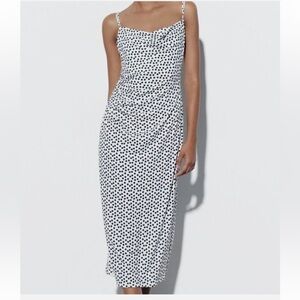 polka dot Ruched Midi Dress